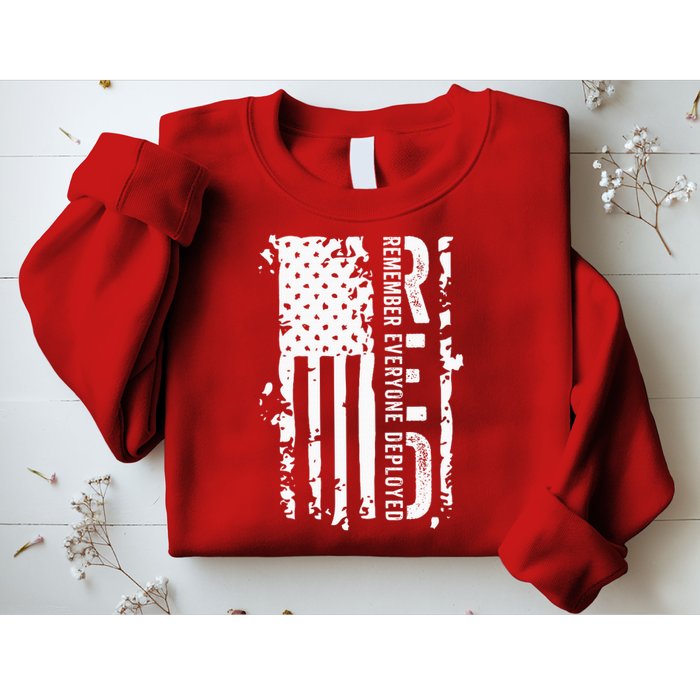RED Remember Everyone Deployed Distressed Flag Sweatshirt