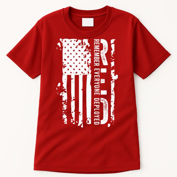RED Remember Everyone Deployed Distressed Flag Tall T-Shirt
