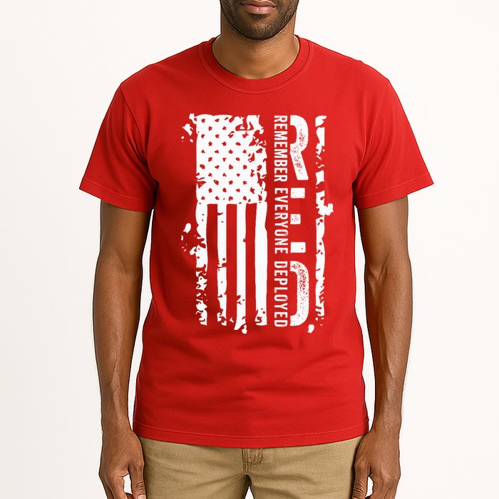 RED Remember Everyone Deployed Distressed Flag Tall T-Shirt