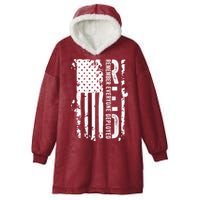RED Remember Everyone Deployed Distressed Flag Hooded Wearable Blanket