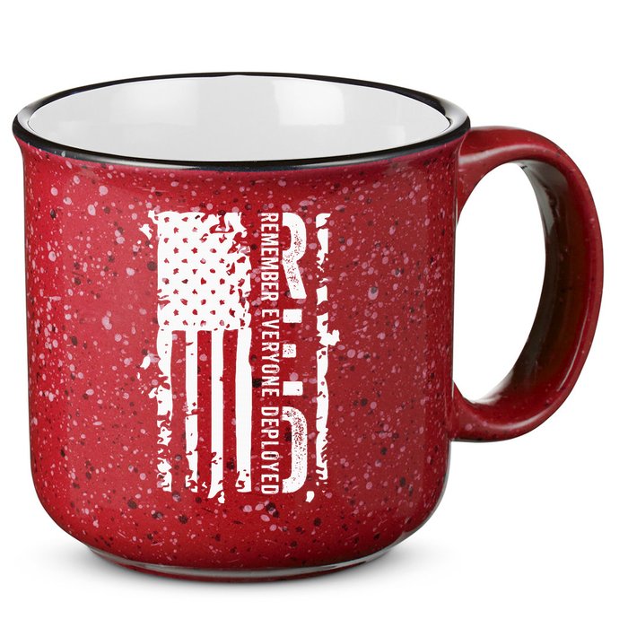 RED Remember Everyone Deployed Distressed Flag 15oz Campfire Ceramic Mug