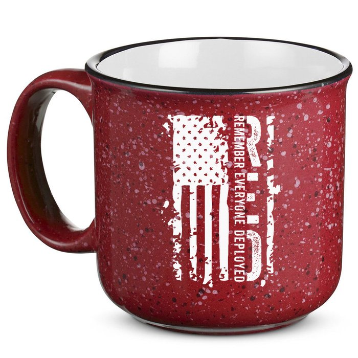 RED Remember Everyone Deployed Distressed Flag 15oz Campfire Ceramic Mug