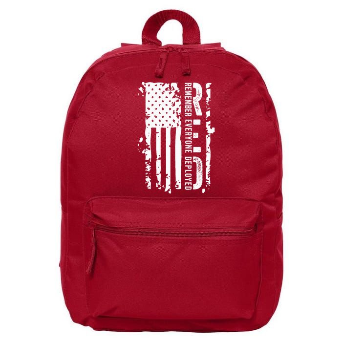 RED Remember Everyone Deployed Distressed Flag 16 in Basic Backpack