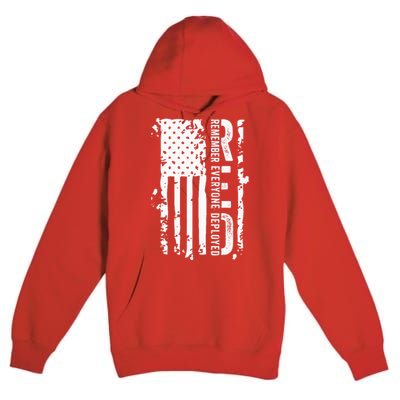 RED Remember Everyone Deployed Distressed Flag Premium Pullover Hoodie