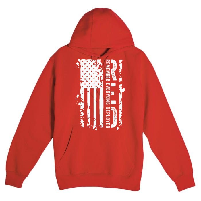 RED Remember Everyone Deployed Distressed Flag Premium Pullover Hoodie