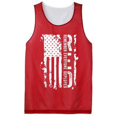 RED Remember Everyone Deployed Distressed Flag Mesh Reversible Basketball Jersey Tank