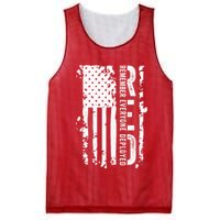 RED Remember Everyone Deployed Distressed Flag Mesh Reversible Basketball Jersey Tank