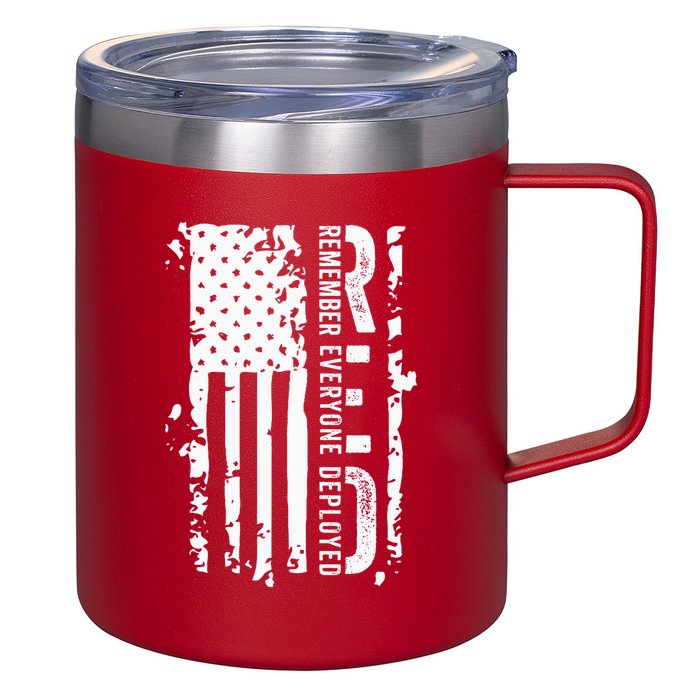 RED Remember Everyone Deployed Distressed Flag 12oz Stainless Steel Coffee Mug