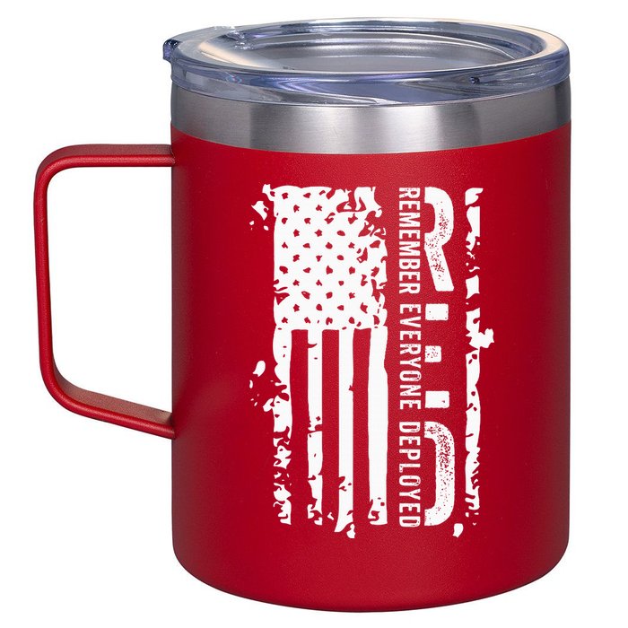 RED Remember Everyone Deployed Distressed Flag 12oz Stainless Steel Coffee Mug