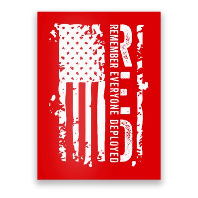 RED Remember Everyone Deployed Distressed Flag Poster