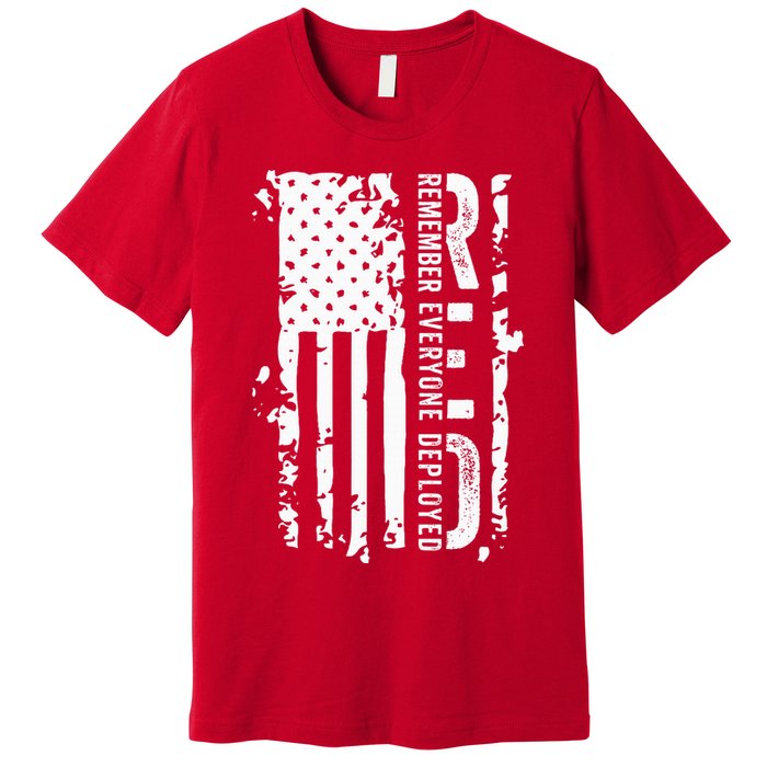 RED Remember Everyone Deployed Distressed Flag Premium T-Shirt