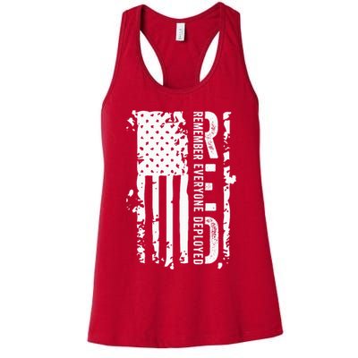 RED Remember Everyone Deployed Distressed Flag Womens Tank Top