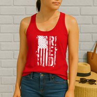 RED Remember Everyone Deployed Distressed Flag Womens Tank Top
