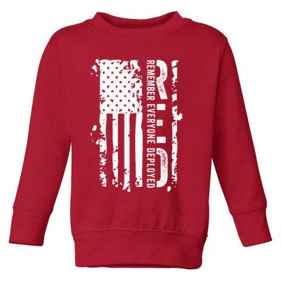 RED Remember Everyone Deployed Distressed Flag Toddler Sweatshirt