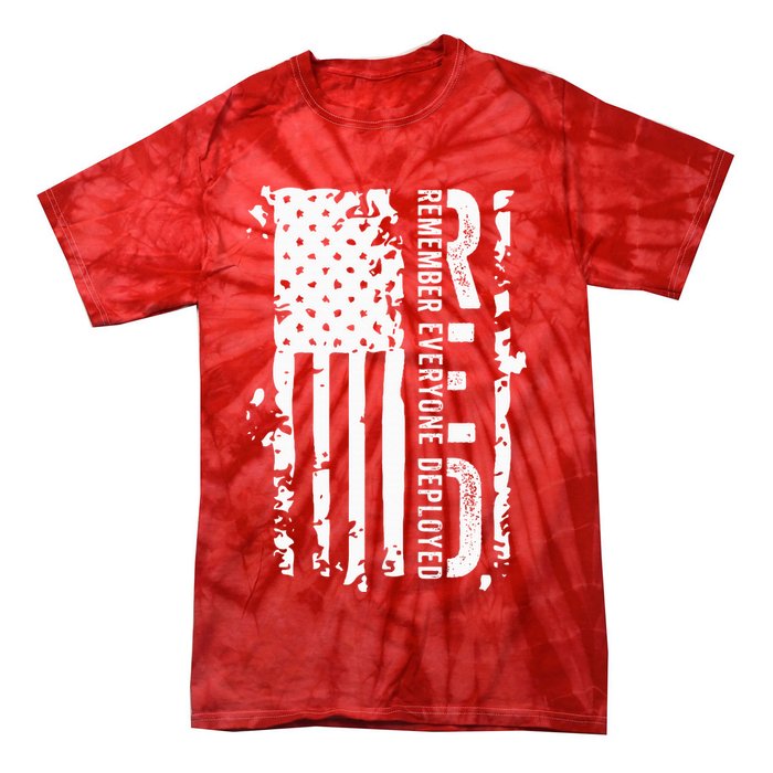 RED Remember Everyone Deployed Distressed Flag Tie-Dye T-Shirt