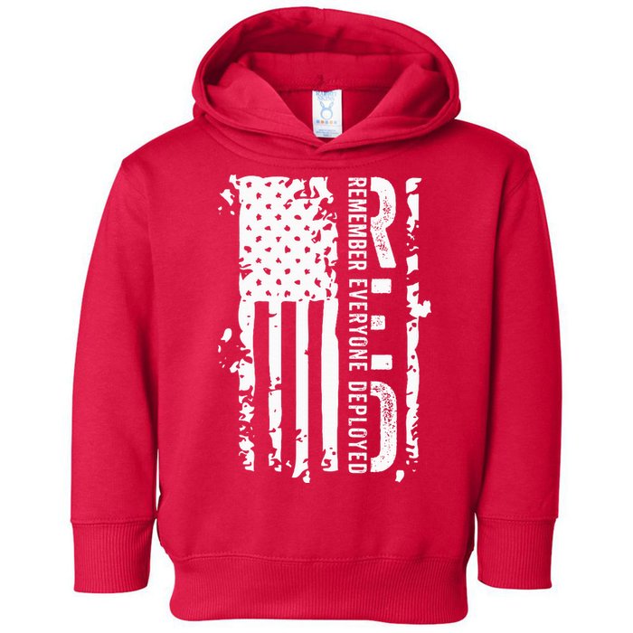 RED Remember Everyone Deployed Distressed Flag Toddler Hoodie
