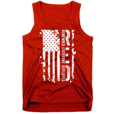 RED Remember Everyone Deployed Distressed Flag Tank Top