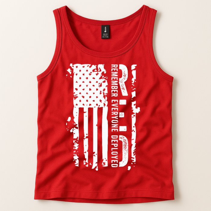 RED Remember Everyone Deployed Distressed Flag Tank Top