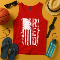 RED Remember Everyone Deployed Distressed Flag Tank Top