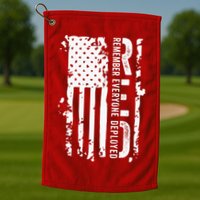 RED Remember Everyone Deployed Distressed Flag Golf Towel