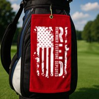 RED Remember Everyone Deployed Distressed Flag Golf Towel