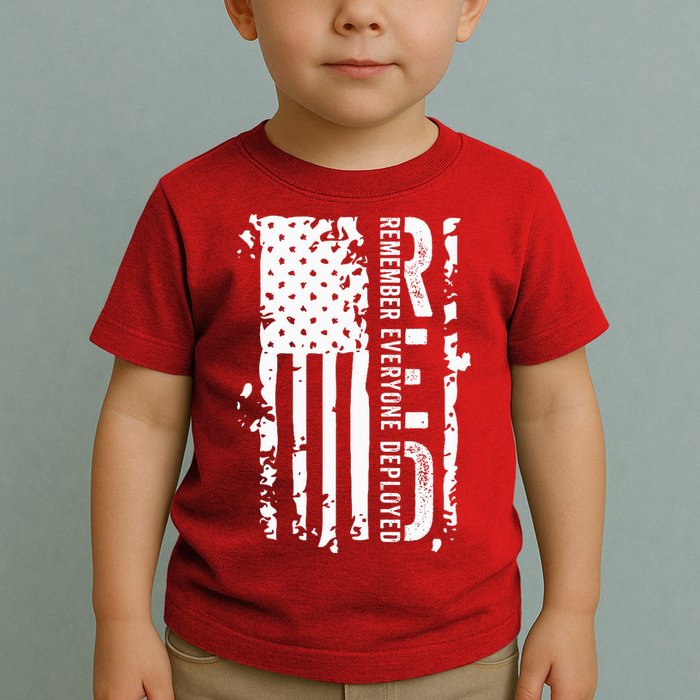 RED Remember Everyone Deployed Distressed Flag Toddler T-Shirt