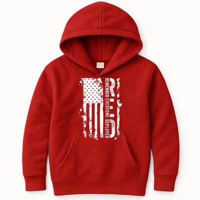 RED Remember Everyone Deployed Distressed Flag Kids Hoodie