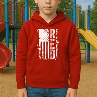 RED Remember Everyone Deployed Distressed Flag Kids Hoodie