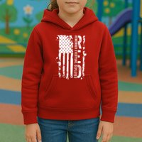 RED Remember Everyone Deployed Distressed Flag Kids Hoodie