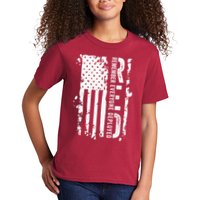 RED Remember Everyone Deployed Distressed Flag Kids T-Shirt