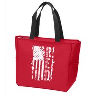 RED Remember Everyone Deployed Distressed Flag Zip Tote Bag