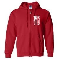 RED Remember Everyone Deployed Distressed Flag Full Zip Hoodie