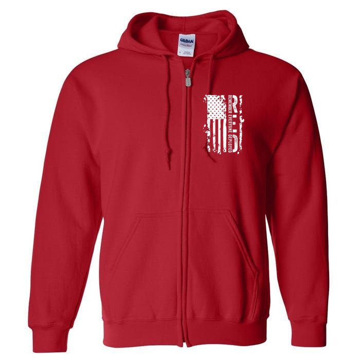 RED Remember Everyone Deployed Distressed Flag Full Zip Hoodie