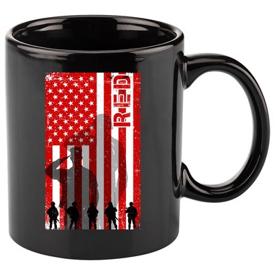 RED Remeber Everyone Deployed Support Military Troops 11oz C Handle Ceramic Mug