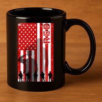 RED Remeber Everyone Deployed Support Military Troops 11oz C Handle Ceramic Mug