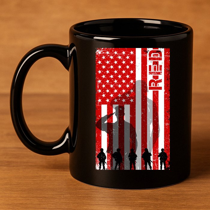 RED Remeber Everyone Deployed Support Military Troops 11oz C Handle Ceramic Mug