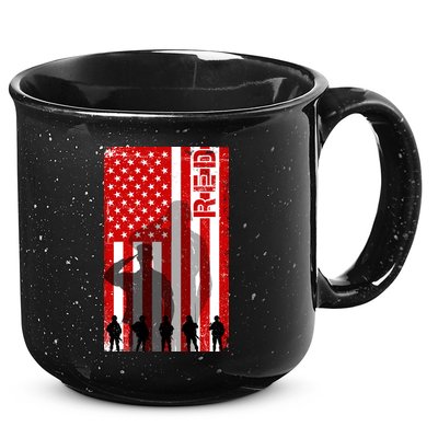RED Remeber Everyone Deployed Support Military Troops 15oz Campfire Ceramic Mug