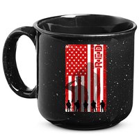 RED Remeber Everyone Deployed Support Military Troops 15oz Campfire Ceramic Mug