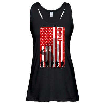 RED Remeber Everyone Deployed Support Military Troops Ladies Essential Flowy Tank