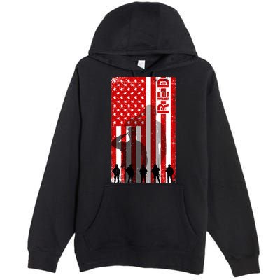 RED Remeber Everyone Deployed Support Military Troops Premium Pullover Hoodie