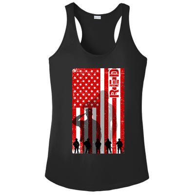 RED Remeber Everyone Deployed Support Military Troops Ladies PosiCharge Competitor Racerback Tank