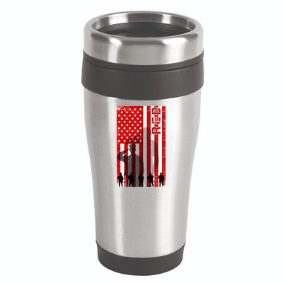 RED Remeber Everyone Deployed Support Military Troops 16oz Travel Tumbler