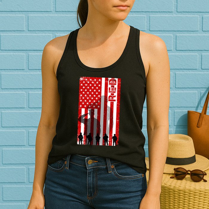 RED Remeber Everyone Deployed Support Military Troops Womens Tank Top
