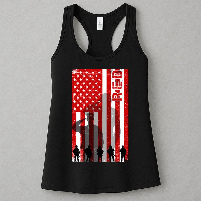 RED Remeber Everyone Deployed Support Military Troops Womens Tank Top