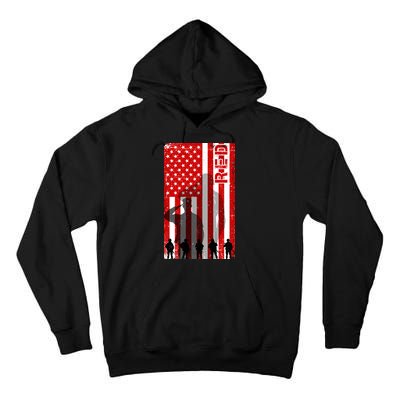 RED Remeber Everyone Deployed Support Military Troops Tall Hoodie