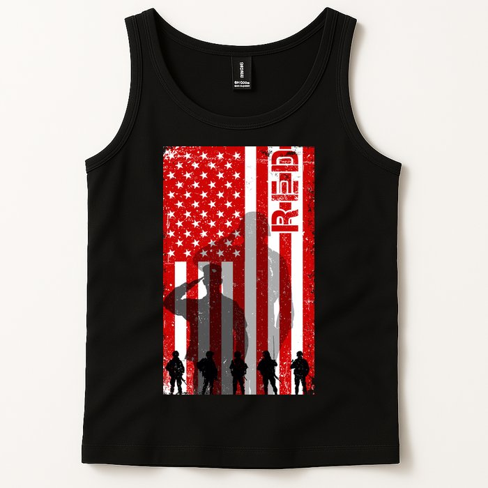 RED Remeber Everyone Deployed Support Military Troops Tank Top