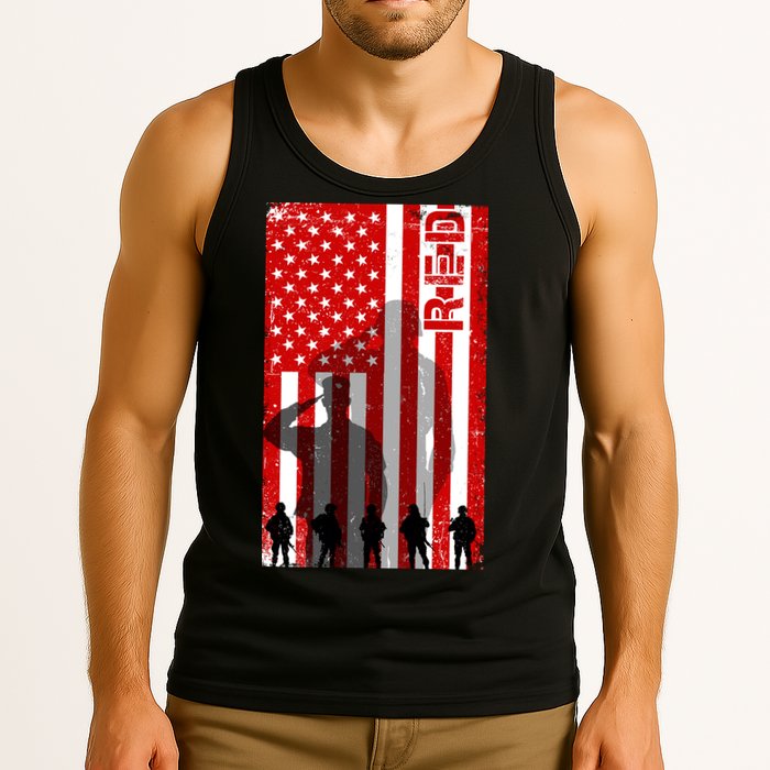 RED Remeber Everyone Deployed Support Military Troops Tank Top