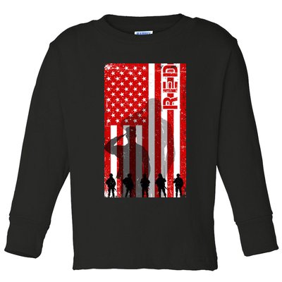 RED Remeber Everyone Deployed Support Military Troops Toddler Long Sleeve Shirt