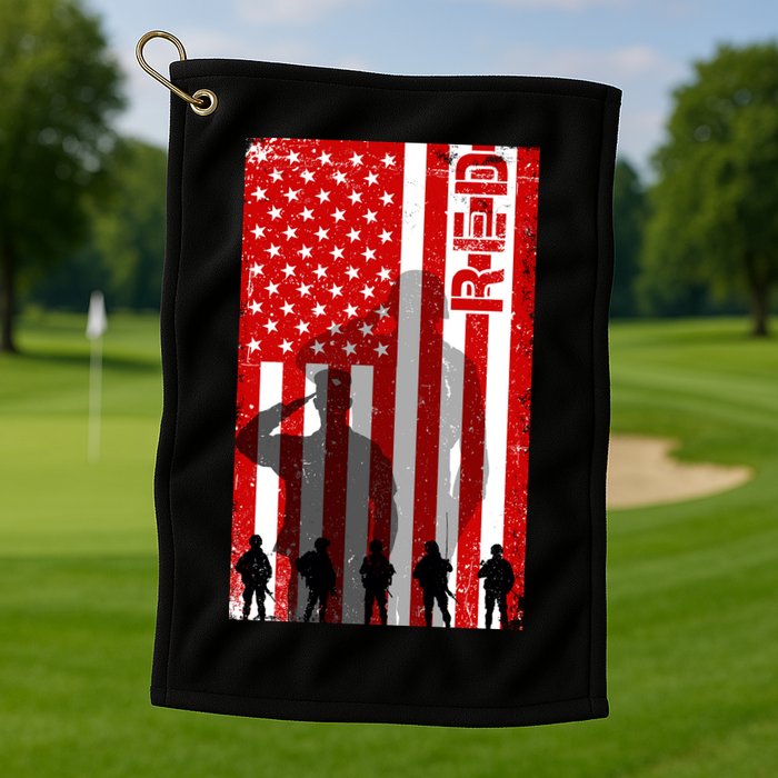 RED Remeber Everyone Deployed Support Military Troops Golf Towel