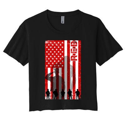RED Remeber Everyone Deployed Support Military Troops Crop Top